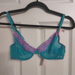 Victoria's Secret Teal and Lavender Lace Bra